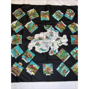 Map Of Switzerland Scarf‎ Vintage Black Retro Travel